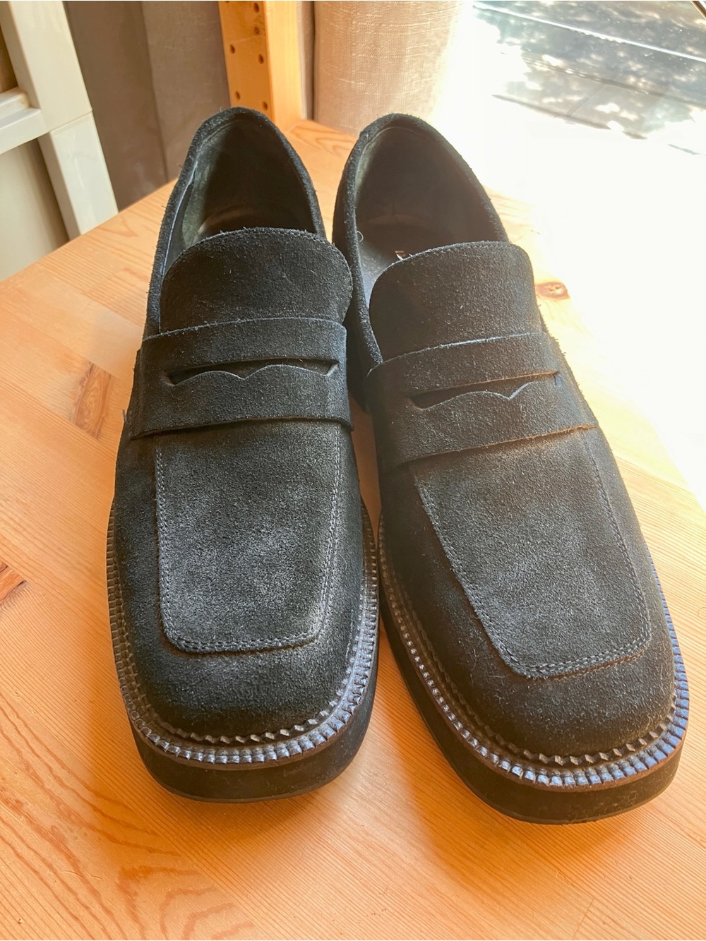 Maguire Suede Black Square Toe Loafers